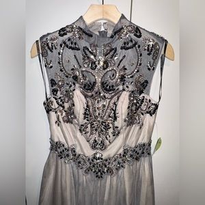 Embellished gray evening gown